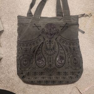 Loungefly Charcoal Skull Tote